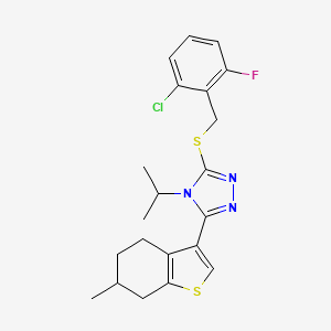 molecular formula C21H23ClFN3S2 B4280527 2-CHLORO-6-FLUOROBENZYL [4-ISOPROPYL-5-(6-METHYL-4,5,6,7-TETRAHYDRO-1-BENZOTHIOPHEN-3-YL)-4H-1,2,4-TRIAZOL-3-YL] SULFIDE 