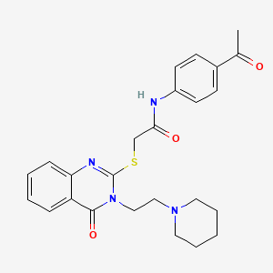 N-(4-acetylphenyl)-2-({4-oxo-3-[2-(1-piperidinyl)ethyl]-3,4-dihydro-2-quinazolinyl}thio)acetamide