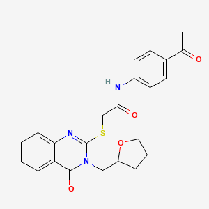 molecular formula C23H23N3O4S B4280584 N-(4-acetylphenyl)-2-{[4-oxo-3-(tetrahydro-2-furanylmethyl)-3,4-dihydro-2-quinazolinyl]thio}acetamide 