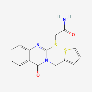 molecular formula C15H13N3O2S2 B4280610 2-{[4-oxo-3-(2-thienylmethyl)-3,4-dihydro-2-quinazolinyl]thio}acetamide 