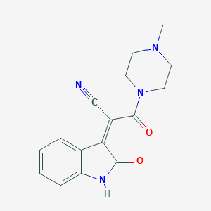 molecular formula C16H16N4O2 B428065 3-(4-methyl-1-piperazinyl)-3-oxo-2-(2-oxo-1,2-dihydro-3H-indol-3-ylidene)propanenitrile 