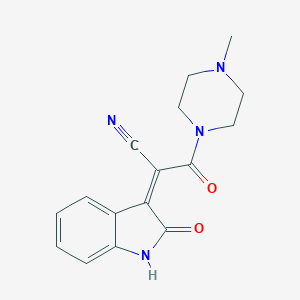 3-(4-methyl-1-piperazinyl)-3-oxo-2-(2-oxo-1,2-dihydro-3H-indol-3-ylidene)propanenitrile