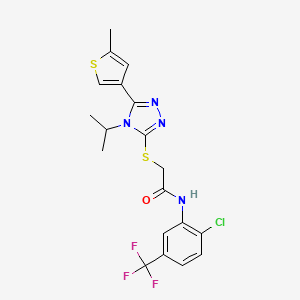 molecular formula C19H18ClF3N4OS2 B4280660 N-[2-chloro-5-(trifluoromethyl)phenyl]-2-{[4-isopropyl-5-(5-methyl-3-thienyl)-4H-1,2,4-triazol-3-yl]thio}acetamide 