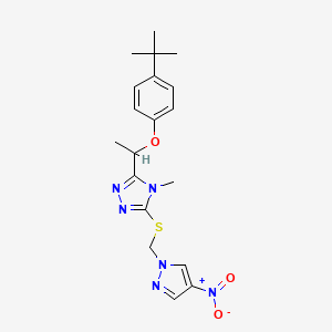 molecular formula C19H24N6O3S B4280675 3-[1-(4-tert-butylphenoxy)ethyl]-4-methyl-5-{[(4-nitro-1H-pyrazol-1-yl)methyl]thio}-4H-1,2,4-triazole 
