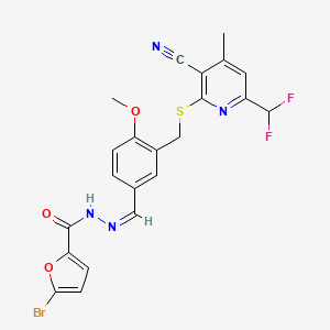 molecular formula C22H17BrF2N4O3S B4280678 5-bromo-N'-[3-({[3-cyano-6-(difluoromethyl)-4-methyl-2-pyridinyl]thio}methyl)-4-methoxybenzylidene]-2-furohydrazide 