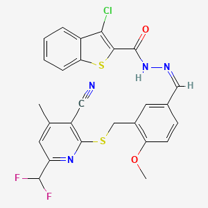 molecular formula C26H19ClF2N4O2S2 B4280699 3-chloro-N'-[3-({[3-cyano-6-(difluoromethyl)-4-methyl-2-pyridinyl]thio}methyl)-4-methoxybenzylidene]-1-benzothiophene-2-carbohydrazide 
