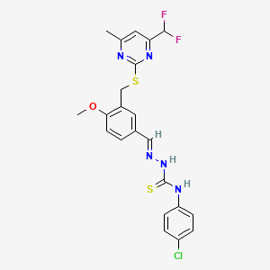 molecular formula C22H20ClF2N5OS2 B4280700 3-({[4-(difluoromethyl)-6-methyl-2-pyrimidinyl]thio}methyl)-4-methoxybenzaldehyde N-(4-chlorophenyl)thiosemicarbazone 