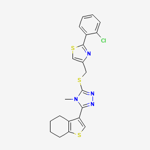 molecular formula C21H19ClN4S3 B4280706 3-({[2-(2-chlorophenyl)-1,3-thiazol-4-yl]methyl}thio)-4-methyl-5-(4,5,6,7-tetrahydro-1-benzothien-3-yl)-4H-1,2,4-triazole 
