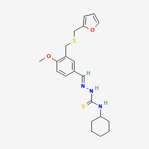 molecular formula C21H27N3O2S2 B4280716 3-{[(2-furylmethyl)thio]methyl}-4-methoxybenzaldehyde N-cyclohexylthiosemicarbazone 