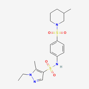 molecular formula C18H26N4O4S2 B4280782 1-ethyl-5-methyl-N-{4-[(3-methylpiperidin-1-yl)sulfonyl]phenyl}-1H-pyrazole-4-sulfonamide 