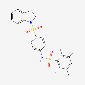 molecular formula C24H26N2O4S2 B4280788 N-[4-(2,3-dihydro-1H-indol-1-ylsulfonyl)phenyl]-2,3,5,6-tetramethylbenzenesulfonamide 