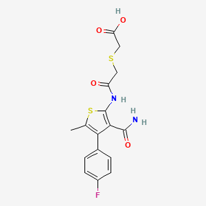 molecular formula C16H15FN2O4S2 B4280809 [(2-{[3-(aminocarbonyl)-4-(4-fluorophenyl)-5-methyl-2-thienyl]amino}-2-oxoethyl)thio]acetic acid 