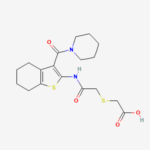 molecular formula C18H24N2O4S2 B4280816 [(2-oxo-2-{[3-(1-piperidinylcarbonyl)-4,5,6,7-tetrahydro-1-benzothien-2-yl]amino}ethyl)thio]acetic acid 