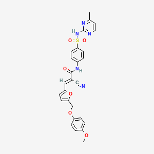 molecular formula C27H23N5O6S B4280826 2-cyano-3-{5-[(4-methoxyphenoxy)methyl]-2-furyl}-N-(4-{[(4-methyl-2-pyrimidinyl)amino]sulfonyl}phenyl)acrylamide 