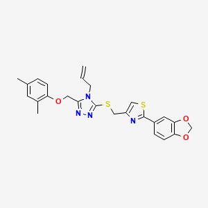 molecular formula C25H24N4O3S2 B4280854 4-allyl-3-({[2-(1,3-benzodioxol-5-yl)-1,3-thiazol-4-yl]methyl}thio)-5-[(2,4-dimethylphenoxy)methyl]-4H-1,2,4-triazole 