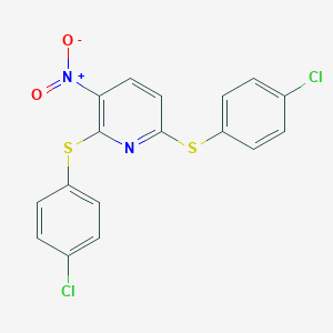 molecular formula C17H10Cl2N2O2S2 B428088 2,6-Bis[(4-chlorophenyl)sulfanyl]-3-nitropyridine 