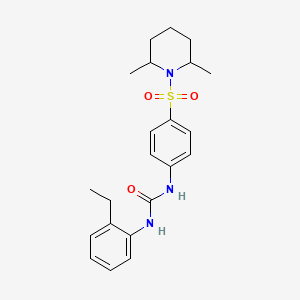 molecular formula C22H29N3O3S B4280903 N-{4-[(2,6-dimethyl-1-piperidinyl)sulfonyl]phenyl}-N'-(2-ethylphenyl)urea 