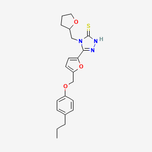 molecular formula C21H25N3O3S B4280921 5-{5-[(4-propylphenoxy)methyl]-2-furyl}-4-(tetrahydro-2-furanylmethyl)-4H-1,2,4-triazole-3-thiol 