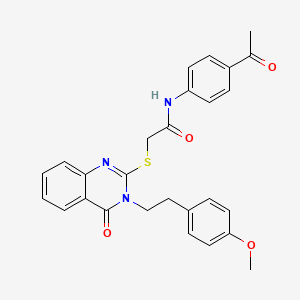 molecular formula C27H25N3O4S B4280948 N-(4-acetylphenyl)-2-({3-[2-(4-methoxyphenyl)ethyl]-4-oxo-3,4-dihydro-2-quinazolinyl}thio)acetamide 