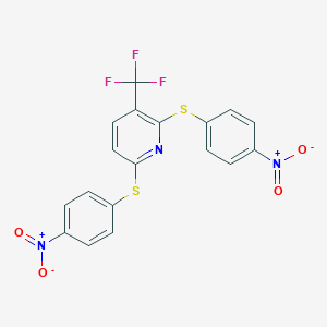 molecular formula C18H10F3N3O4S2 B428098 2,6-Bis({4-nitrophenyl}sulfanyl)-3-(trifluoromethyl)pyridine 