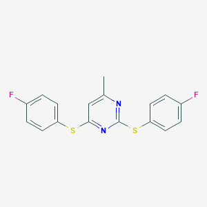 molecular formula C17H12F2N2S2 B428099 2,4-Bis[(4-fluorophenyl)sulfanyl]-6-methylpyrimidine 
