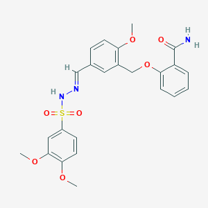 2-[(5-{2-[(3,4-dimethoxyphenyl)sulfonyl]carbonohydrazonoyl}-2-methoxybenzyl)oxy]benzamide