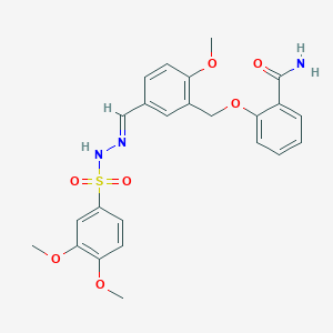 molecular formula C24H25N3O7S B4281015 2-[(5-{2-[(3,4-dimethoxyphenyl)sulfonyl]carbonohydrazonoyl}-2-methoxybenzyl)oxy]benzamide 