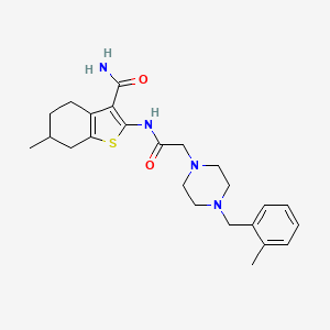 molecular formula C24H32N4O2S B4281018 6-methyl-2-({[4-(2-methylbenzyl)-1-piperazinyl]acetyl}amino)-4,5,6,7-tetrahydro-1-benzothiophene-3-carboxamide 