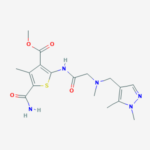 molecular formula C17H23N5O4S B4281024 methyl 5-(aminocarbonyl)-2-({N-[(1,5-dimethyl-1H-pyrazol-4-yl)methyl]-N-methylglycyl}amino)-4-methyl-3-thiophenecarboxylate 