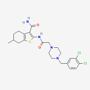 molecular formula C23H28Cl2N4O2S B4281027 2-({[4-(3,4-dichlorobenzyl)-1-piperazinyl]acetyl}amino)-6-methyl-4,5,6,7-tetrahydro-1-benzothiophene-3-carboxamide 