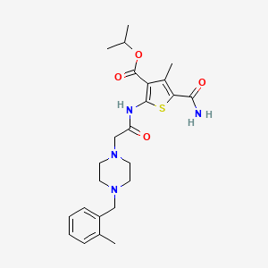 molecular formula C24H32N4O4S B4281034 isopropyl 5-(aminocarbonyl)-4-methyl-2-({[4-(2-methylbenzyl)-1-piperazinyl]acetyl}amino)-3-thiophenecarboxylate 