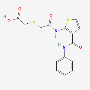 molecular formula C15H14N2O4S2 B4281042 [(2-{[3-(anilinocarbonyl)-2-thienyl]amino}-2-oxoethyl)thio]acetic acid 