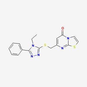 molecular formula C17H15N5OS2 B4281075 7-{[(4-ethyl-5-phenyl-4H-1,2,4-triazol-3-yl)thio]methyl}-5H-[1,3]thiazolo[3,2-a]pyrimidin-5-one 