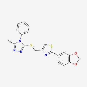 3-({[2-(1,3-benzodioxol-5-yl)-1,3-thiazol-4-yl]methyl}thio)-5-methyl-4-phenyl-4H-1,2,4-triazole
