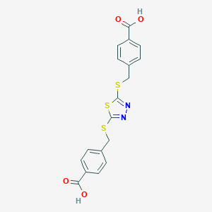 molecular formula C18H14N2O4S3 B428109 4-[({5-[(4-Carboxybenzyl)sulfanyl]-1,3,4-thiadiazol-2-yl}sulfanyl)methyl]benzoic acid 