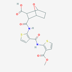 molecular formula C19H18N2O7S2 B4281092 3-({[3-({[3-(methoxycarbonyl)-2-thienyl]amino}carbonyl)-2-thienyl]amino}carbonyl)-7-oxabicyclo[2.2.1]heptane-2-carboxylic acid 