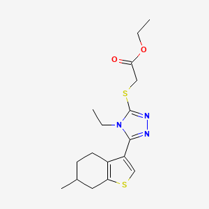 molecular formula C17H23N3O2S2 B4281109 ethyl {[4-ethyl-5-(6-methyl-4,5,6,7-tetrahydro-1-benzothien-3-yl)-4H-1,2,4-triazol-3-yl]thio}acetate 