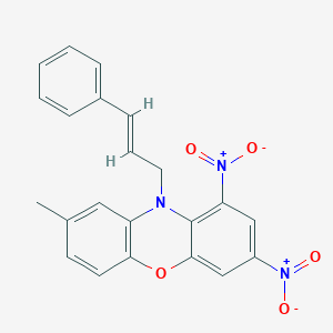 molecular formula C22H17N3O5 B428114 10-cinnamyl-1,3-bisnitro-8-methyl-10H-phenoxazine 