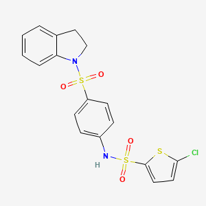 molecular formula C18H15ClN2O4S3 B4281150 5-chloro-N-[4-(2,3-dihydro-1H-indol-1-ylsulfonyl)phenyl]-2-thiophenesulfonamide 