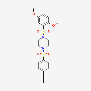 molecular formula C22H30N2O6S2 B4281155 1-[(4-tert-butylphenyl)sulfonyl]-4-[(2,5-dimethoxyphenyl)sulfonyl]piperazine 