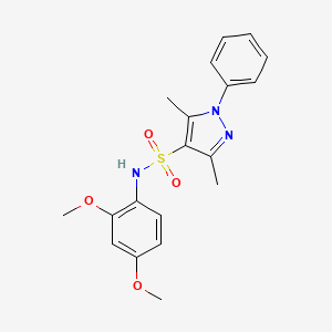 molecular formula C19H21N3O4S B4281163 N-(2,4-dimethoxyphenyl)-3,5-dimethyl-1-phenyl-1H-pyrazole-4-sulfonamide 