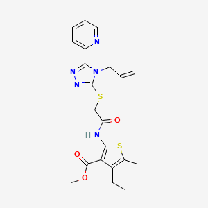 molecular formula C21H23N5O3S2 B4281190 methyl 2-[({[4-allyl-5-(2-pyridinyl)-4H-1,2,4-triazol-3-yl]thio}acetyl)amino]-4-ethyl-5-methyl-3-thiophenecarboxylate 