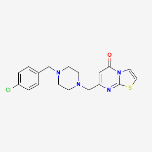 molecular formula C18H19ClN4OS B4281204 7-{[4-(4-chlorobenzyl)-1-piperazinyl]methyl}-5H-[1,3]thiazolo[3,2-a]pyrimidin-5-one 