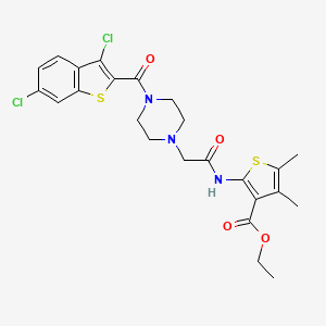 molecular formula C24H25Cl2N3O4S2 B4281208 ethyl 2-[({4-[(3,6-dichloro-1-benzothien-2-yl)carbonyl]-1-piperazinyl}acetyl)amino]-4,5-dimethyl-3-thiophenecarboxylate CAS No. 883548-11-6