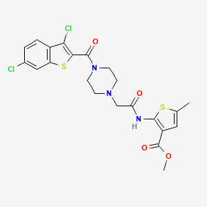 molecular formula C22H21Cl2N3O4S2 B4281225 methyl 2-[({4-[(3,6-dichloro-1-benzothien-2-yl)carbonyl]-1-piperazinyl}acetyl)amino]-5-methyl-3-thiophenecarboxylate 