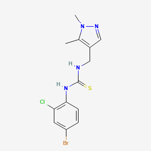 molecular formula C13H14BrClN4S B4281232 N-(4-bromo-2-chlorophenyl)-N'-[(1,5-dimethyl-1H-pyrazol-4-yl)methyl]thiourea 