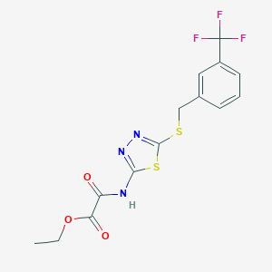 Ethyl oxo[(5-{[3-(trifluoromethyl)benzyl]sulfanyl}-1,3,4-thiadiazol-2-yl)amino]acetate