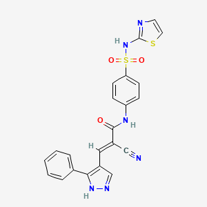 molecular formula C22H16N6O3S2 B4281250 2-cyano-3-(3-phenyl-1H-pyrazol-4-yl)-N-{4-[(1,3-thiazol-2-ylamino)sulfonyl]phenyl}acrylamide 