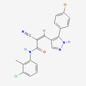 3-[3-(4-bromophenyl)-1H-pyrazol-4-yl]-N-(3-chloro-2-methylphenyl)-2-cyanoacrylamide