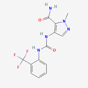 molecular formula C13H12F3N5O2 B4281259 1-methyl-4-[({[2-(trifluoromethyl)phenyl]amino}carbonyl)amino]-1H-pyrazole-5-carboxamide 